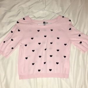 Pink Hearts Light Knit Top